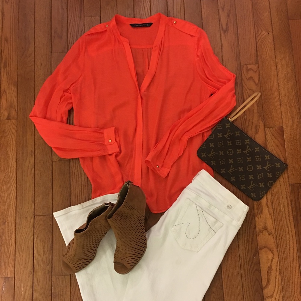 Zara Silk Top w Gold Stud Buttons