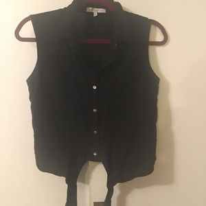 Bajee Collection Black  Tank tie bottom Crop