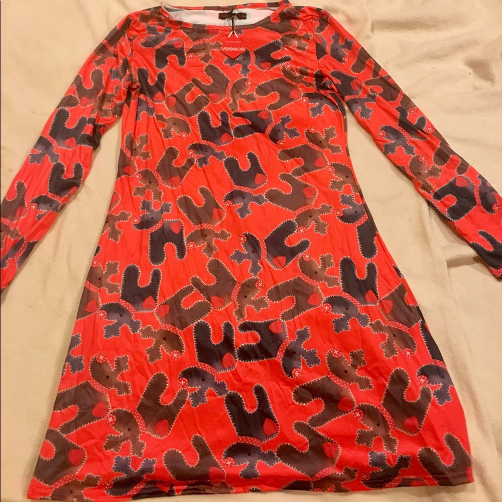 Vessos Christmas reindeer long sleeve casual dress