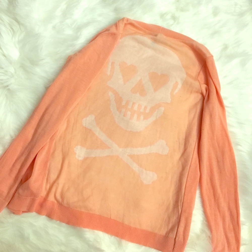 Pastel Orange Skull Cardigan