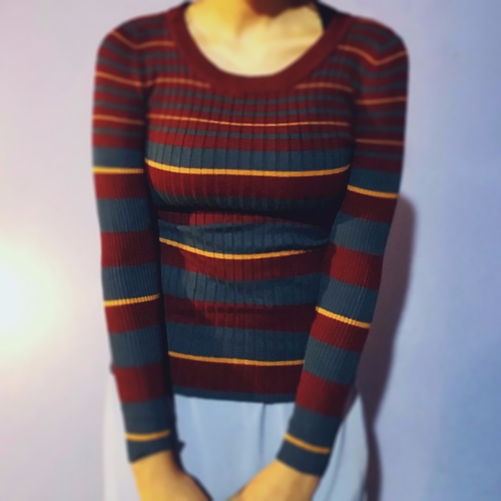 Pink Rose XS Red and Blue Striped Sweater