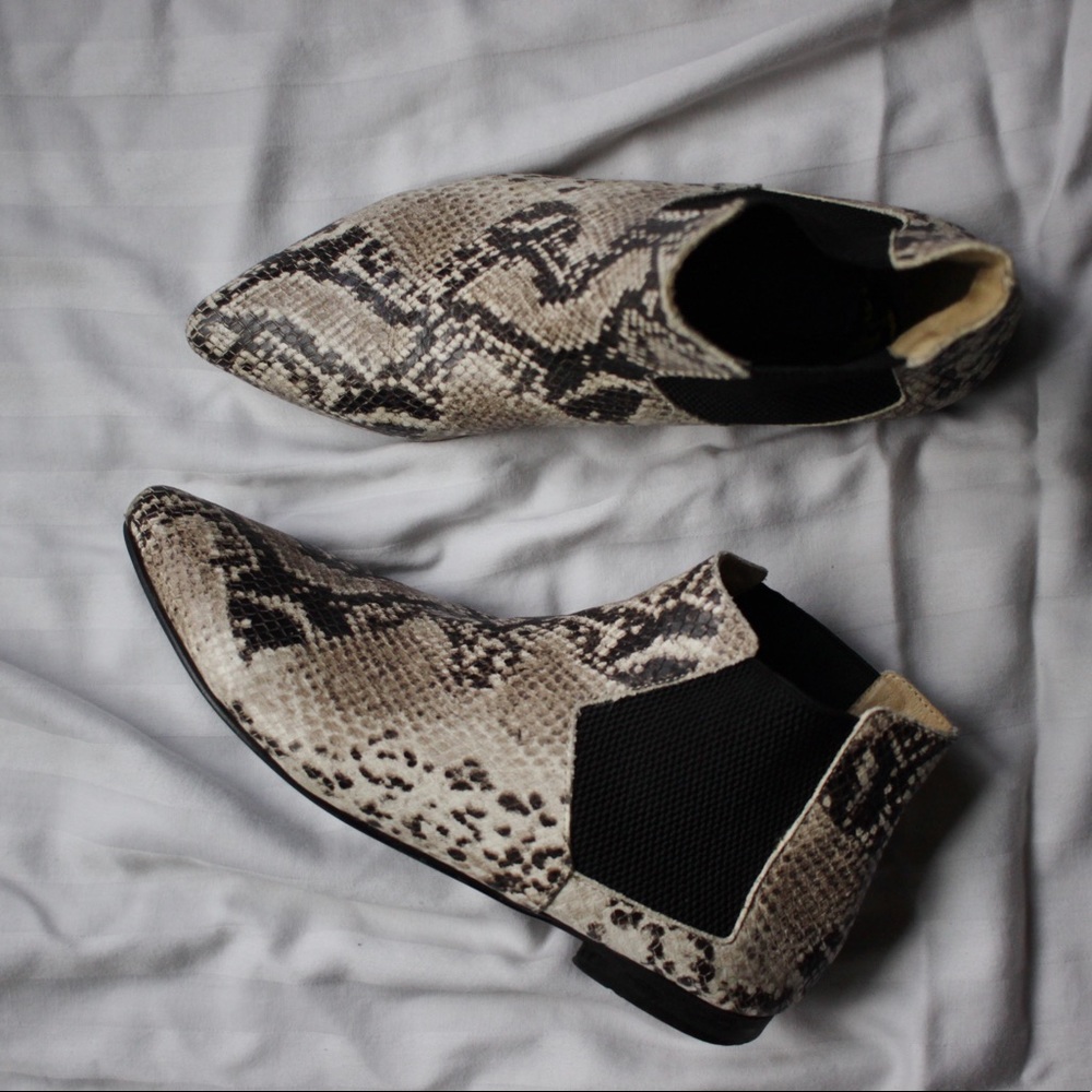 Snake (fake) Skin Ankle Boots