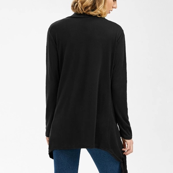 ‼️LAST ONE ☝️ Asymmetric Long Sleeve Tassel Top - Picture 4 of 5