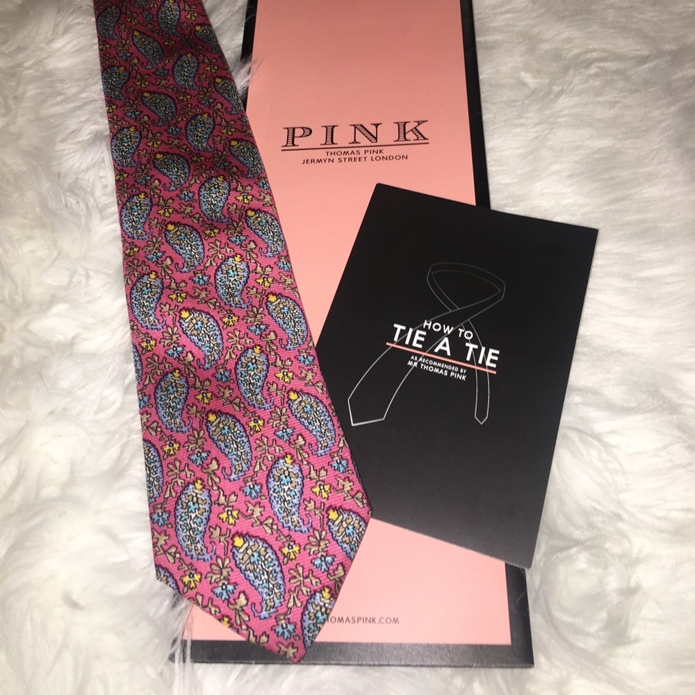 ✨NEW✨ Thomas Pink Pink Tie with Blue Pattern