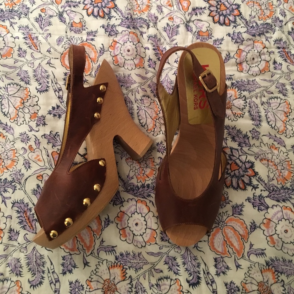 Michael Kors Leather/Wood Heels
