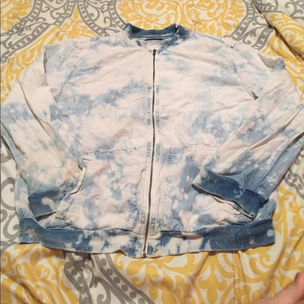 Splotchy light denim jacket