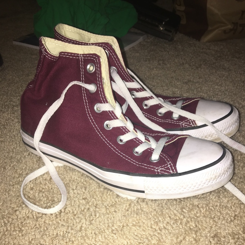 Burgundy converse high tops