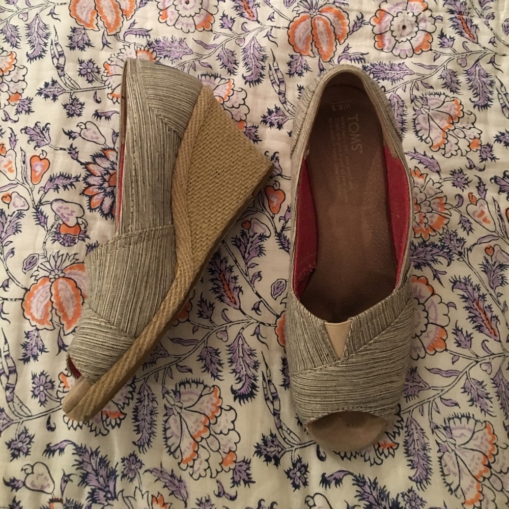 TOMS peep toe wedges