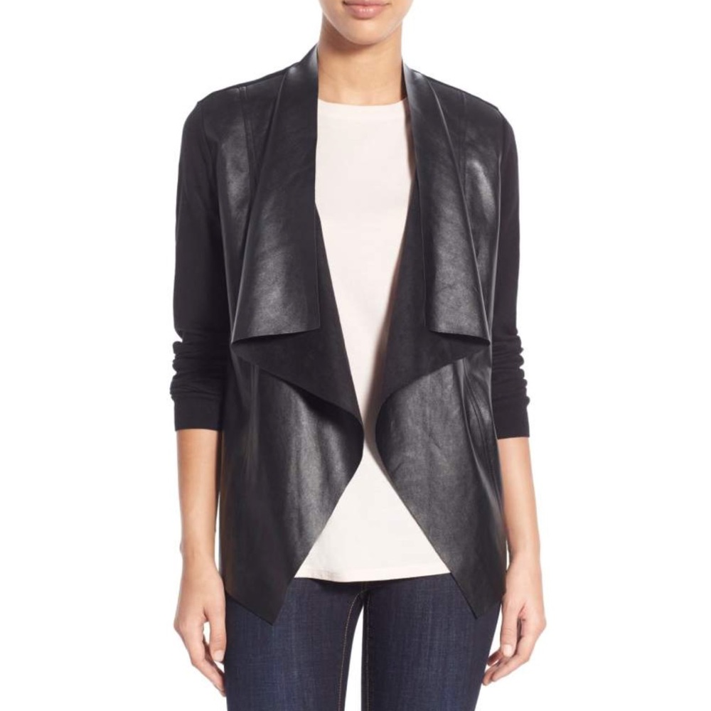 Michael Kors Faux Leather & Knit Cardigan EUC!