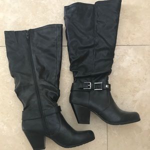 Wide calf black knee high boots size 7