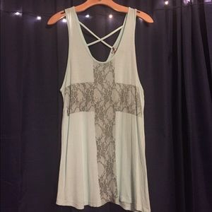 Decorated cross tank top