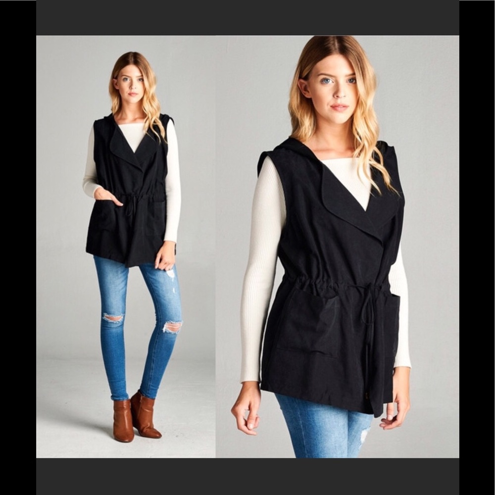 Black hooded vest