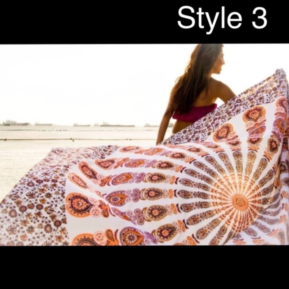 India Mandala Tapestry Beach Blanket Wall Hanging - Picture 2 of 8