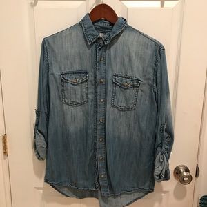 Oversized denim button down