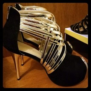 Peep toe Heels with Gold Strappy FINAL PRICE DROP!