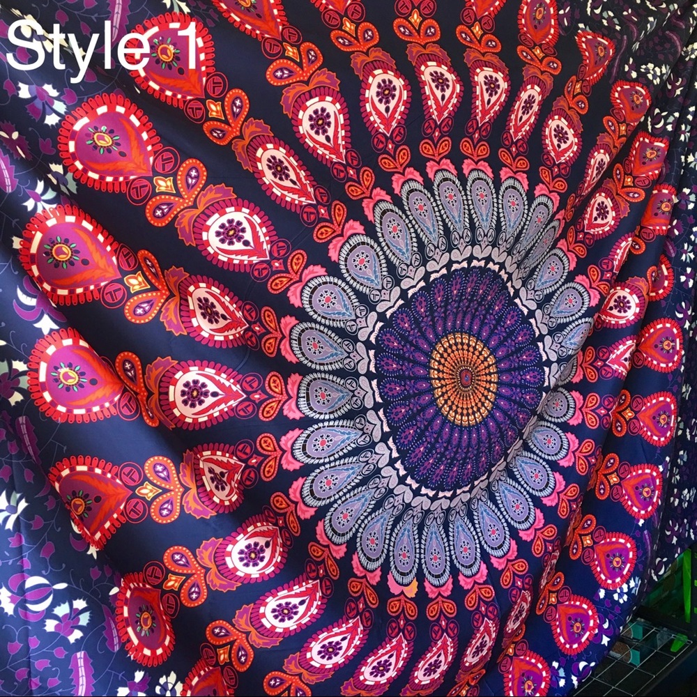 India Mandala Tapestry Beach Blanket Wall Hanging - Picture 7 of 8