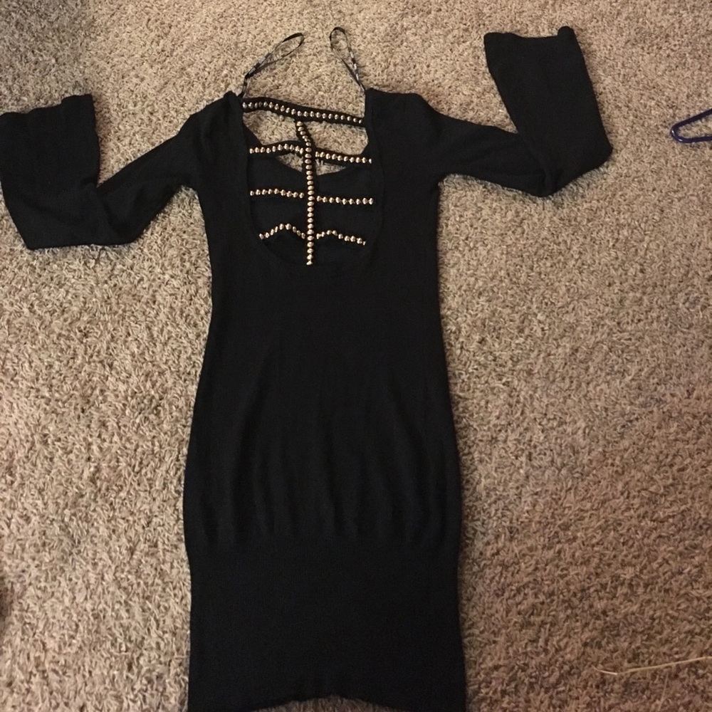 Xoxo black sexy sweater dress embellished in back
