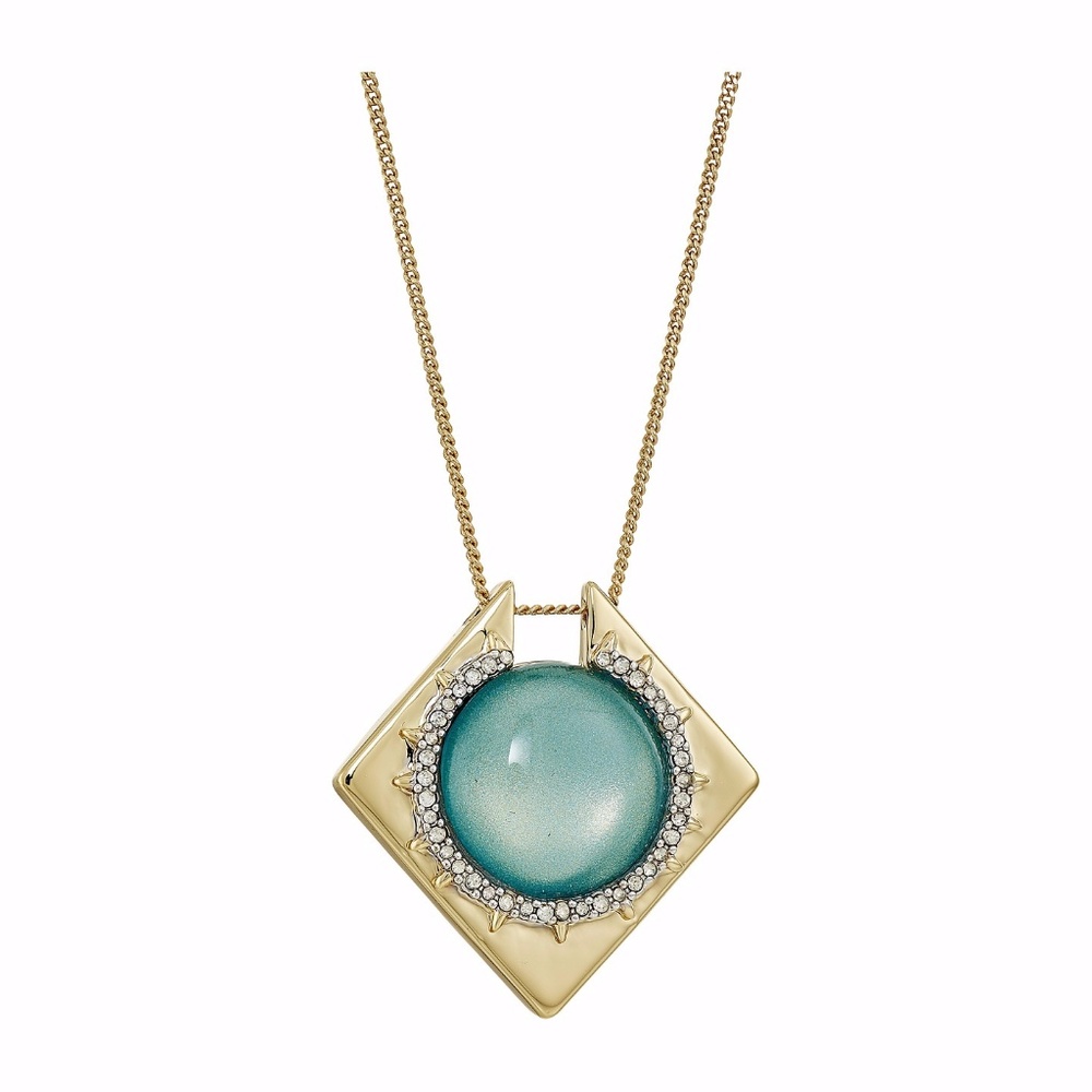 Lucite Encrusted Geometric Pendant Necklace