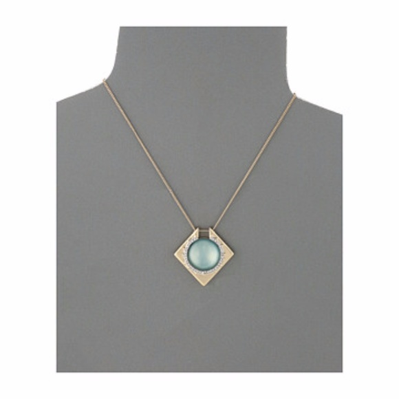 Lucite Encrusted Geometric Pendant Necklace - Picture 2 of 3
