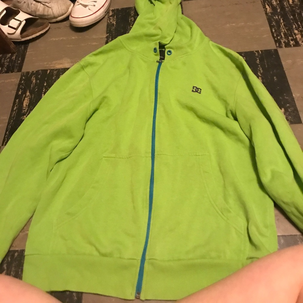 Lime green no string zip up coat
