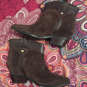 Suede Brown Wedge Booties Hot / Sale