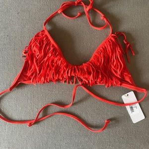 L'Space fringe halter bikini top