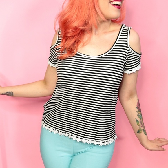 Hot Topic Tops - Striped Cold Shoulder Top Hot Topic Tops - Striped Cold Shoulder Top