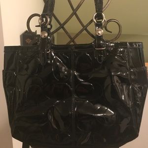 Black leather COACH hand bag