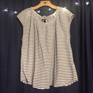 Blue and white striped blouse