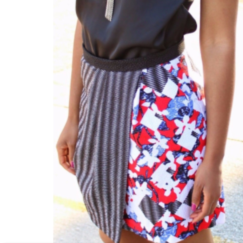 Peter Pilotto Floral Print Faux Wrap Mini Skirt