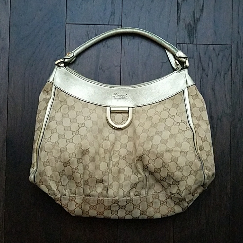 Gucci Distressed Gold Signature Large Purse
