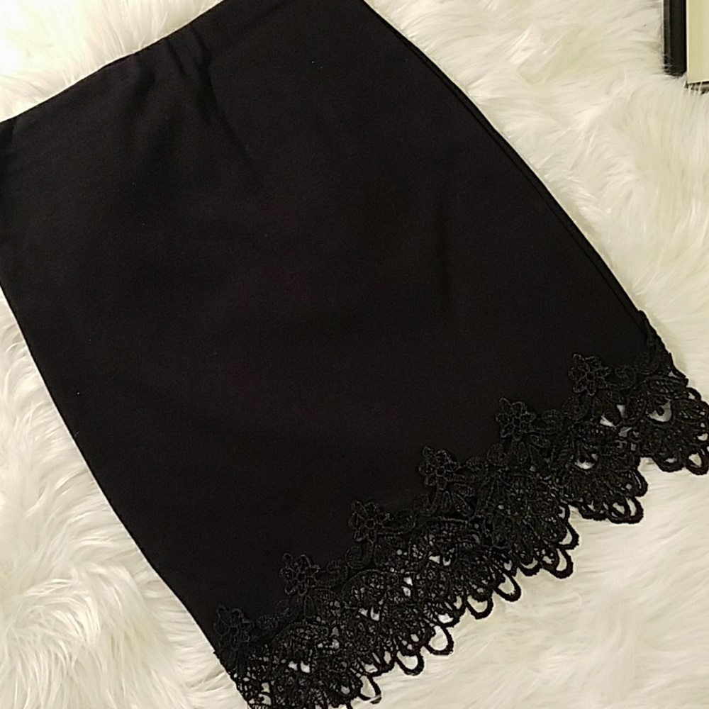 Fancy Black Lacy Pencil Skirt