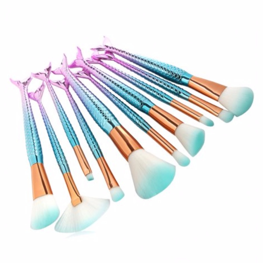 NEW 10 pc. Mermaid Tail Makeup Brush Set