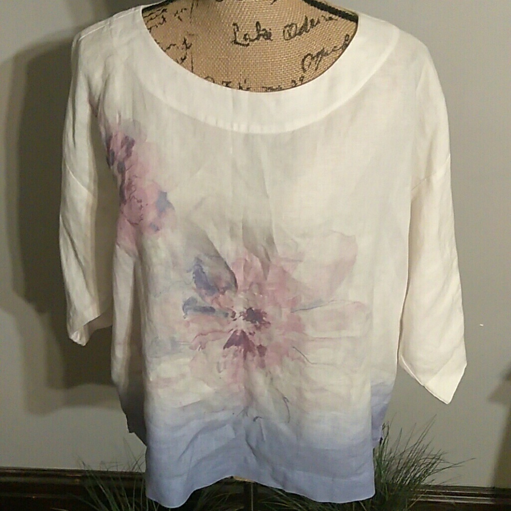 Flower Linen Blouse