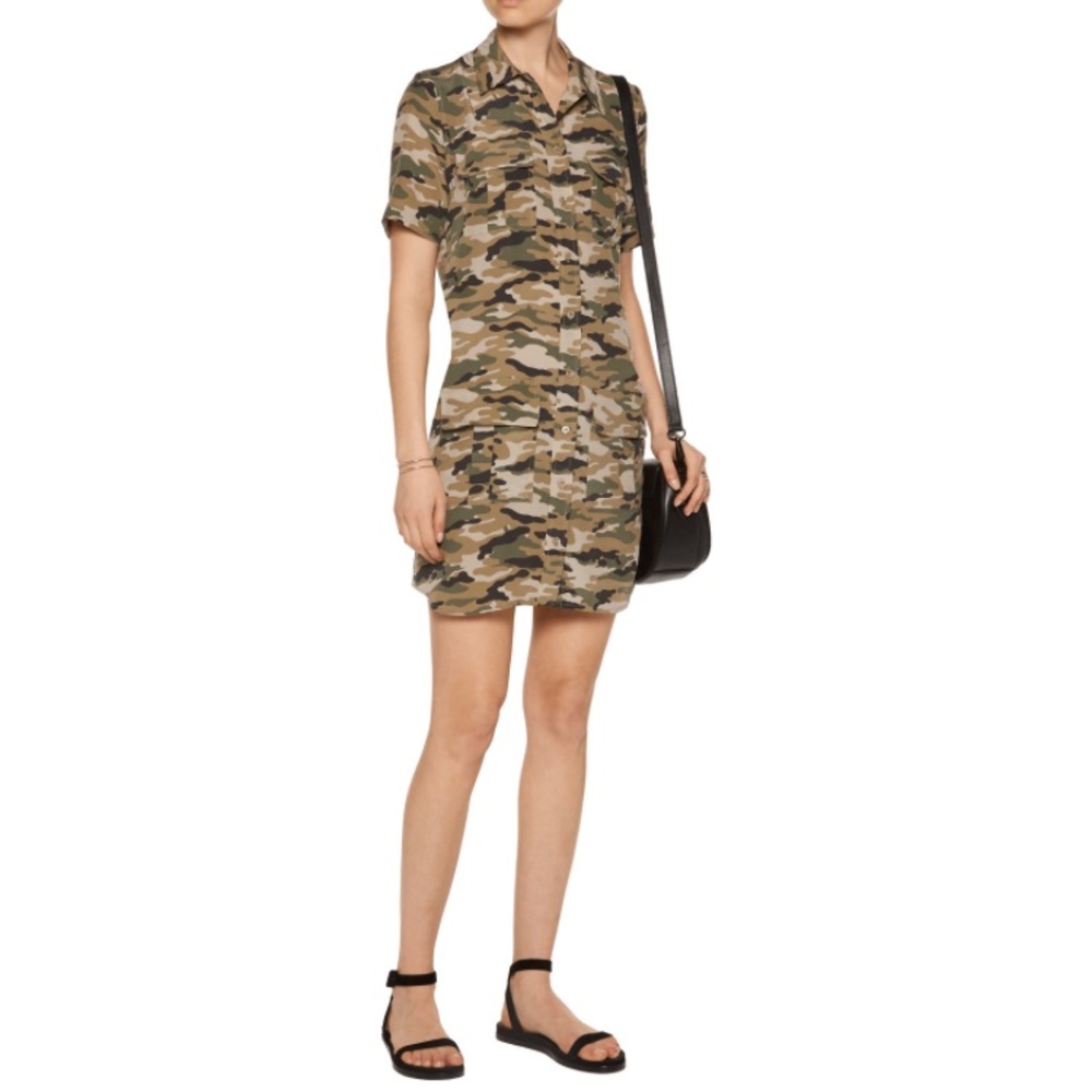 NWOT equipment 100% silk camo printed mini dress