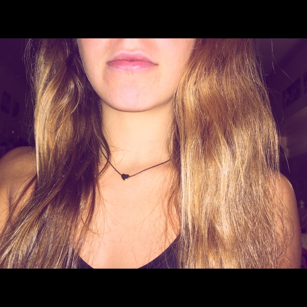 Black Necklace with Gold Heart Pendant