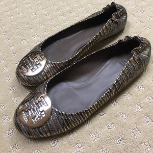 Tory Burch reva ballet flats snake print