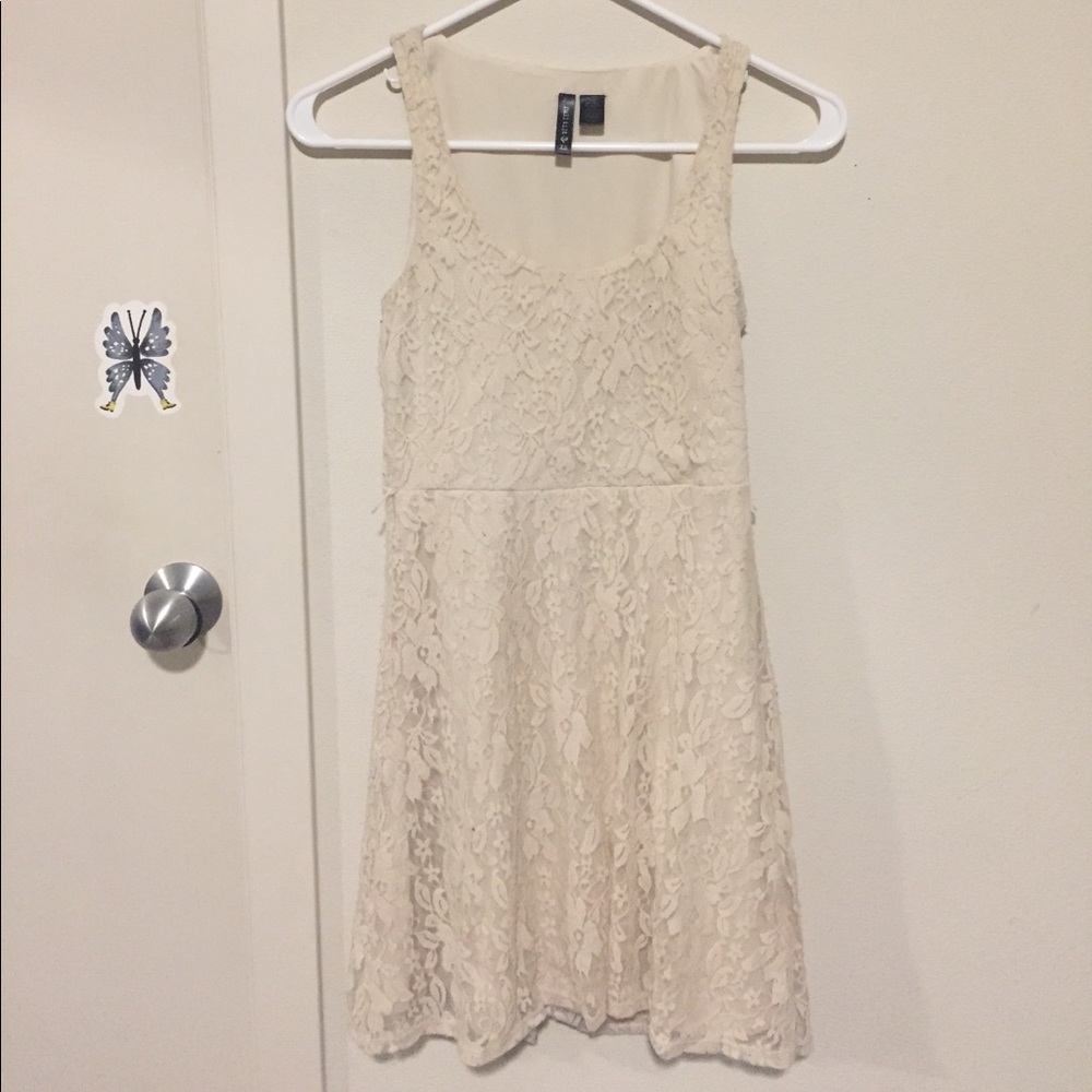 Urban outfitters tan cream lace dress