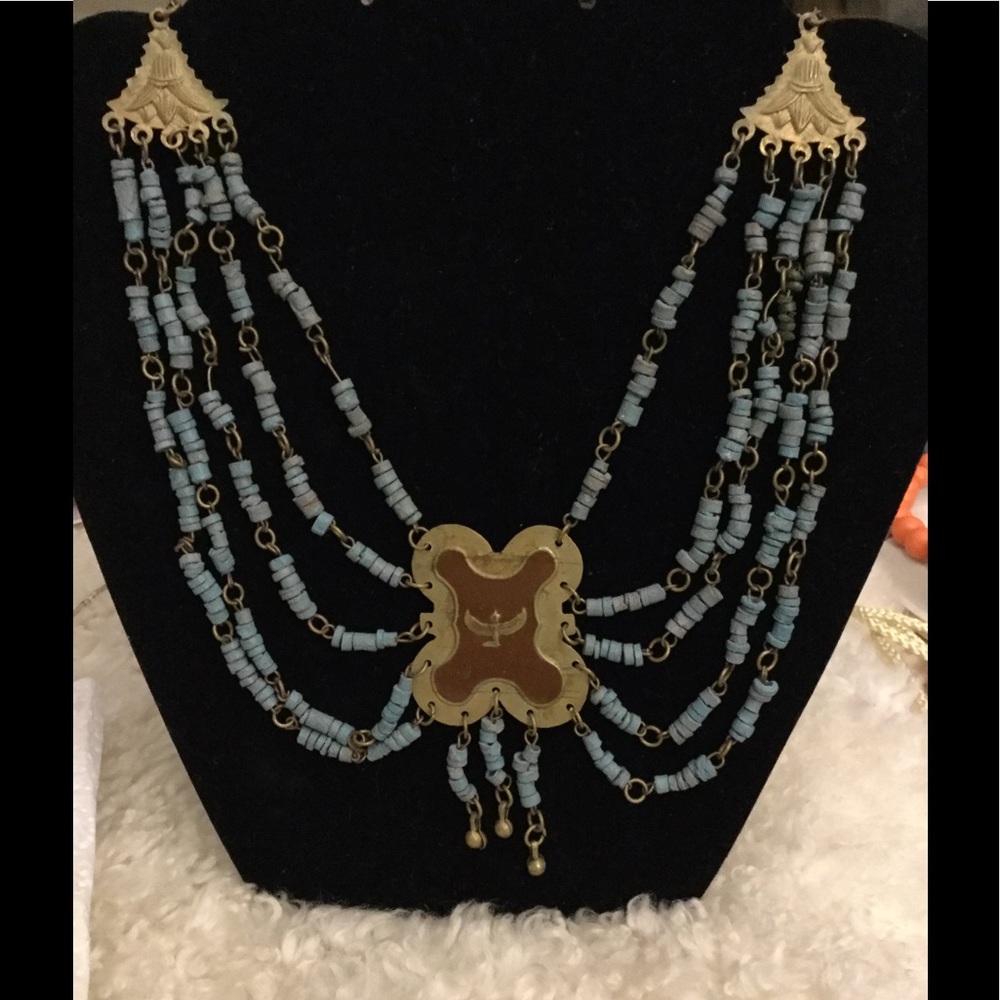 Blue, Brown and Gold Necklace