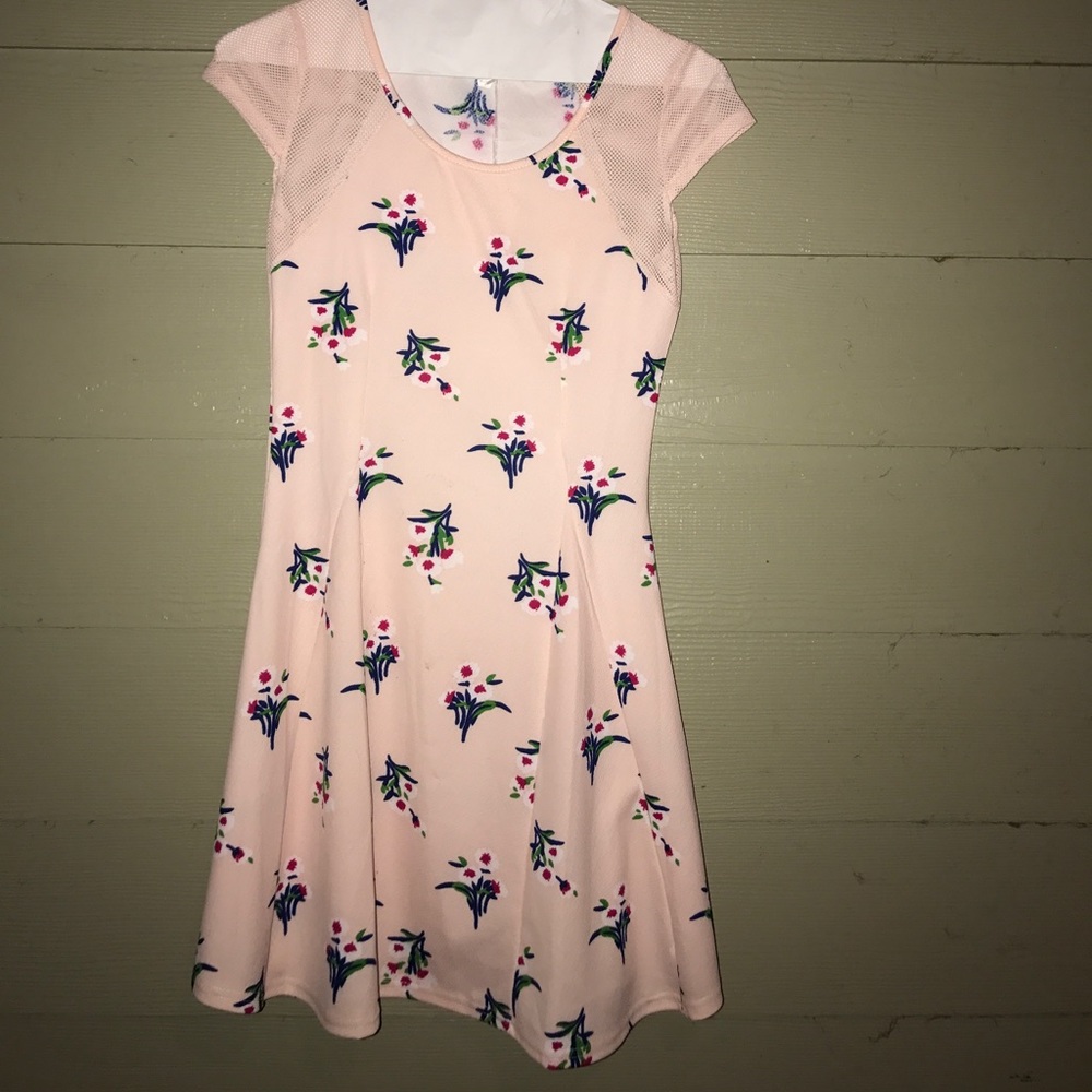 Pink Stretch Dress Blue/Green Print NEW Sz MED