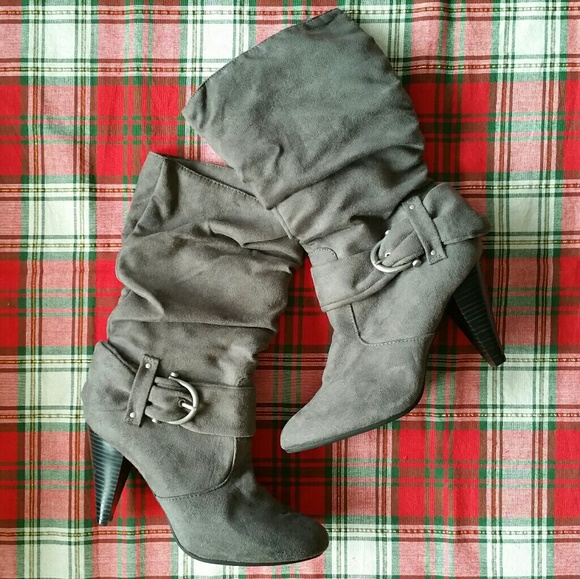 Apt. 9 Shoes - Apt. 9 Bow Detailed Grey High Heel Boots