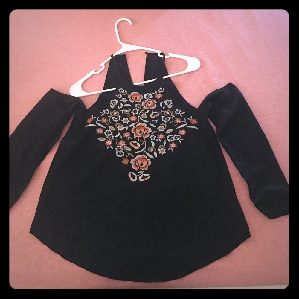 A&F shoulder-off embroidered top