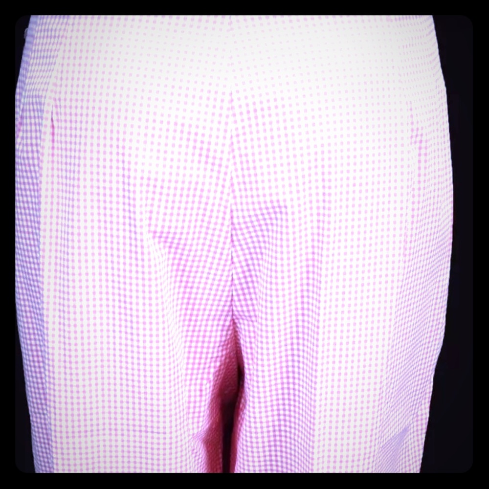Briggs Pink Gingham Cropped Pants/Capris Sz 12 NEW