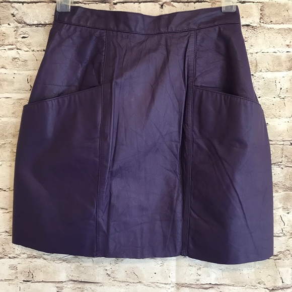 Jacqueline Ferrar Dresses & Skirts - Jacqueline Ferrar Vintage Purple Leather Skirt