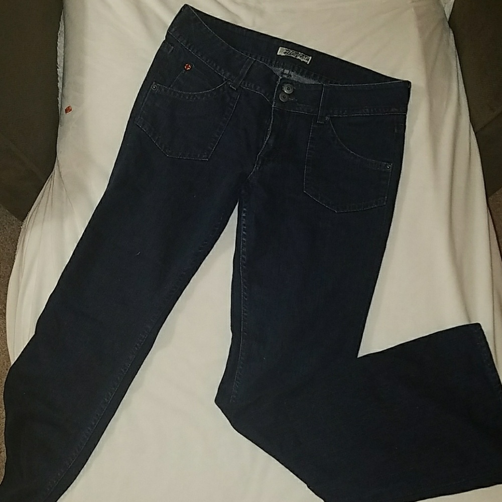 Hudson size 31, dark wash boot cut jeans.