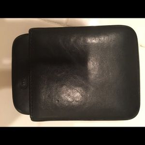 Black leather coach business card holder