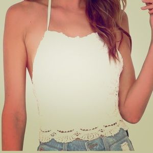 Lulus white backless crop top