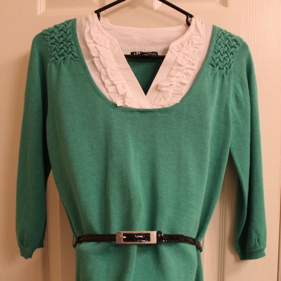 I.N. Studio - Green Sweater Blouse w/ Belt - Small - Picture 1 of 7