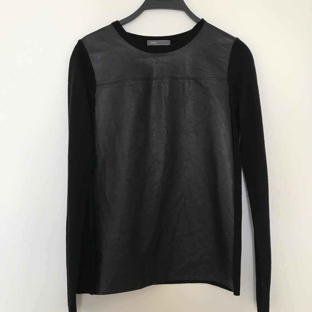 Vince long sleeve leather shirt