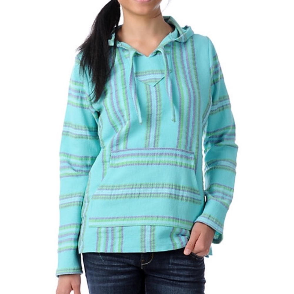NWOT Senor Lopez Turquoise Lightweight Baja Poncho